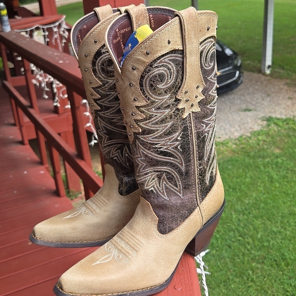 Durango Women's Western Heeled Boots - Tan Cream Brown 6.5 M NWT - Picture 2 of 7